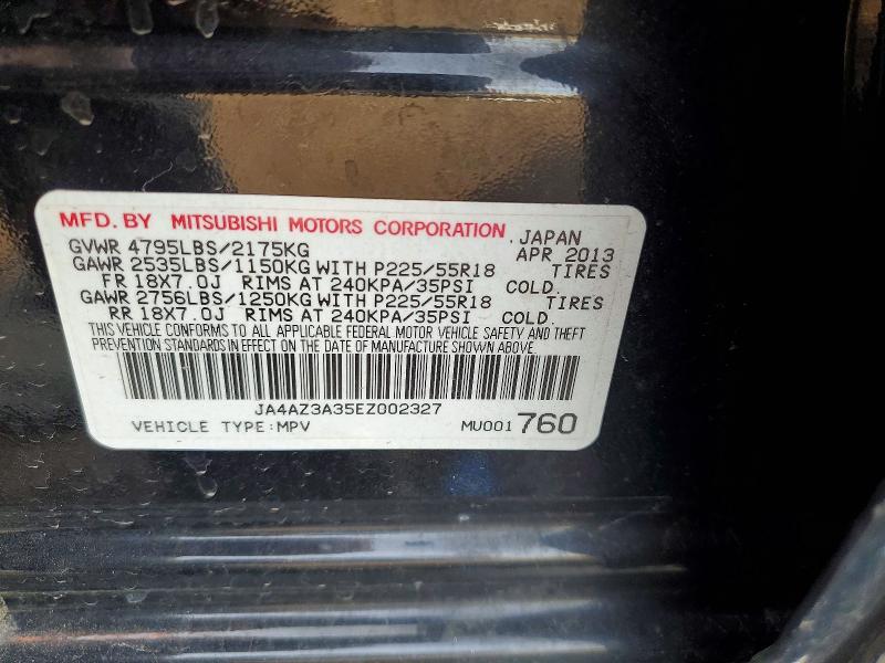 77973155 :رقم المزاد ، JA4AZ3A35EZ002327 vin ، 2014 Mitsubishi Outlander مزاد بيع