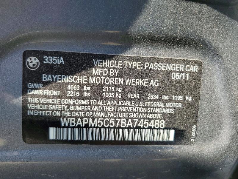 Aukcja sprzedaży 2011 Bmw 335, vin: WBAPM5C57BA745488, numer aukcji: 78068235
