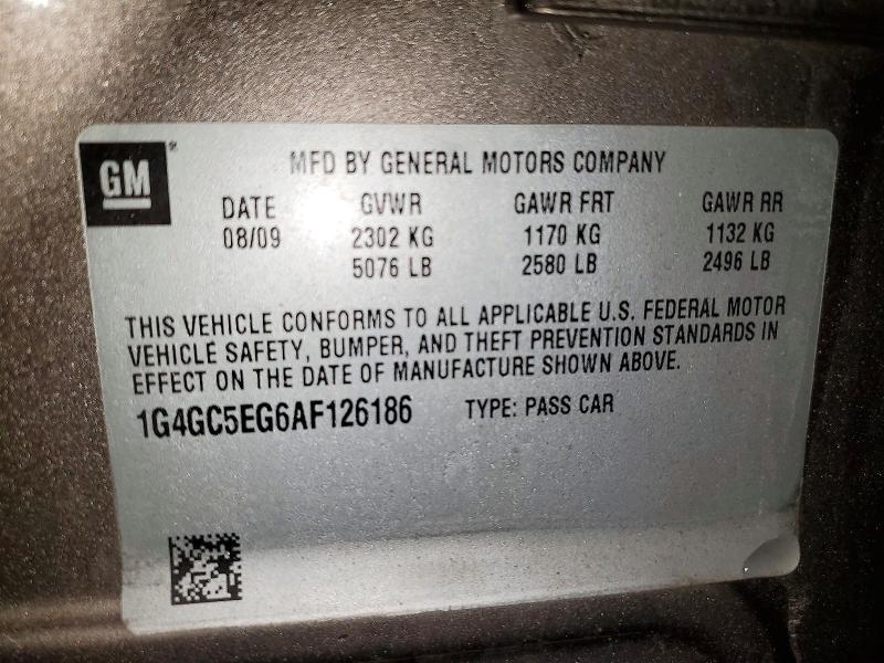 78713215 :رقم المزاد ، 1G4GC5EG6AF126186 vin ، 2010 Buick Lacrosse مزاد بيع