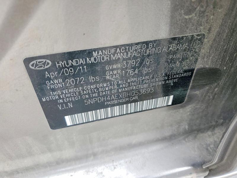 2011 Hyundai Elantra მანქანა იყიდება აუქციონზე, vin: 5NPDH4AEXBH053693, აუქციონის ნომერი: 77131935