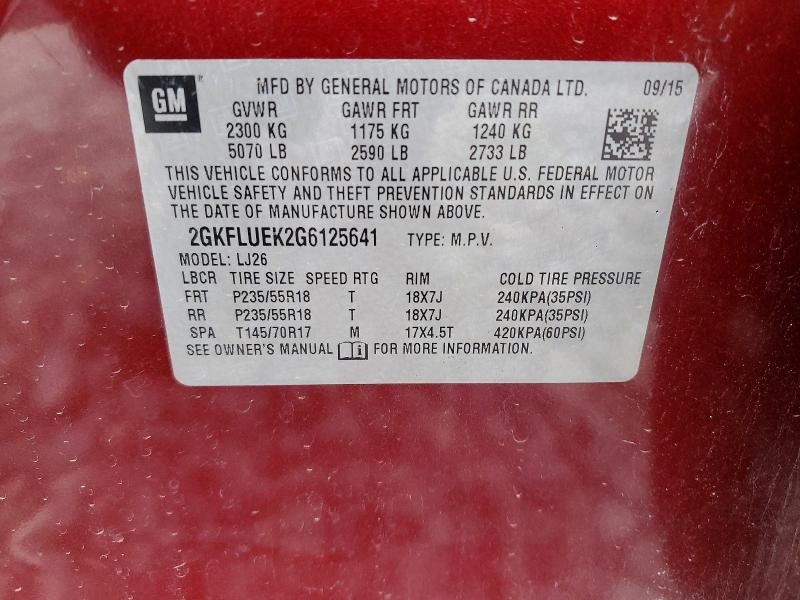 Aukcja sprzedaży 2016 Gmc Terrain, vin: 2GKFLUEK2G6125641, numer aukcji: 78872045