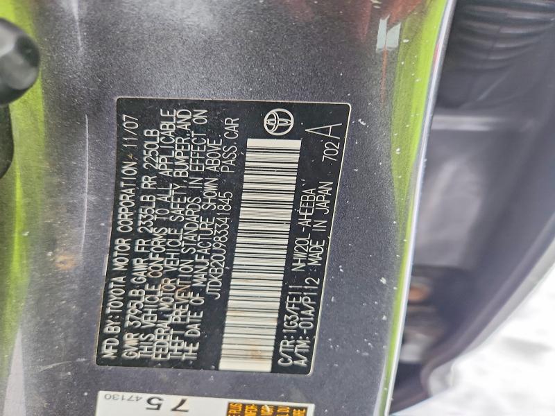 75078655 :رقم المزاد ، JTDKB20U983341845 vin ، 2008 Toyota Prius مزاد بيع