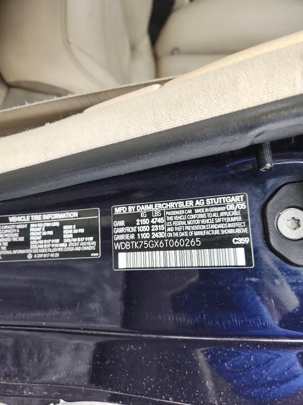 Aukcja sprzedaży 2006 Mercedes-benz Clk, vin: WDBTK75GX6T060265, numer aukcji: 77507385