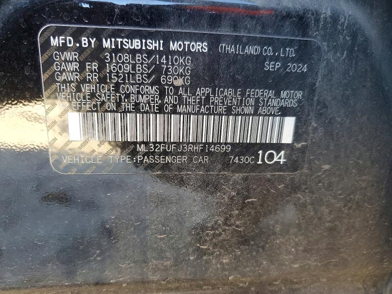Продаж на аукціоні авто 2024 Mitsubishi Mirage, vin: ML32FUFJ3RHF14699, номер лоту: 75515385