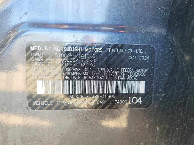 78181145 :رقم المزاد ، ML32FUFJ3RHF15805 vin ، 2024 Mitsubishi Mirage مزاد بيع
