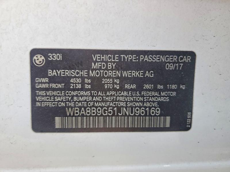 78383435 :رقم المزاد ، WBA8B9G51JNU96169 vin ، 2018 Bmw 330 مزاد بيع