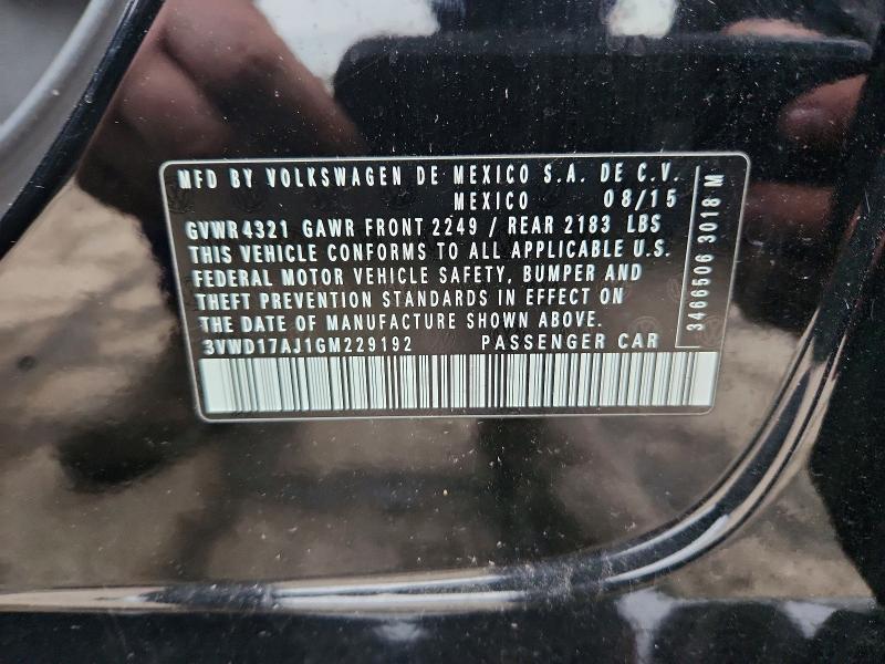 Продаж на аукціоні авто 2016 Volkswagen Jetta, vin: 3VWD17AJ1GM229192, номер лоту: 78171315