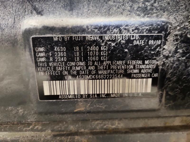 2011 Subaru Legacy 3.6 მანქანა იყიდება აუქციონზე, vin: 4S3BMDK66B2223544, აუქციონის ნომერი: 76406785
