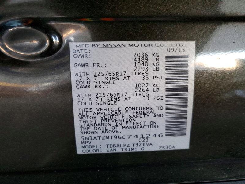 Aukcja sprzedaży 2016 Nissan Rogue, vin: 5N1AT2MT9GC741246, numer aukcji: 75891975