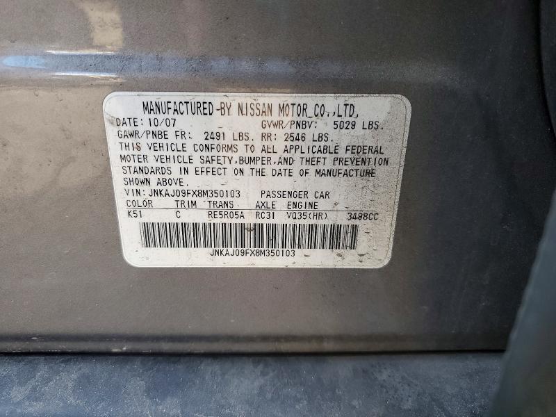 Продаж на аукціоні авто 2008 Infiniti Ex35, vin: JNKAJ09FX8M350103, номер лоту: 76275475