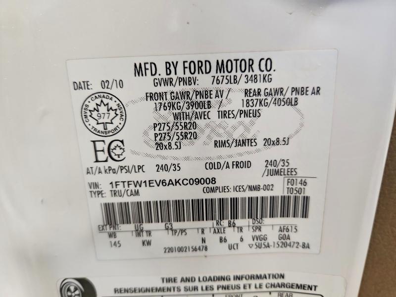 Продажа на аукционе авто 2010 Ford F150, vin: 1FTFW1EV6AKC09008, номер лота: 74930765