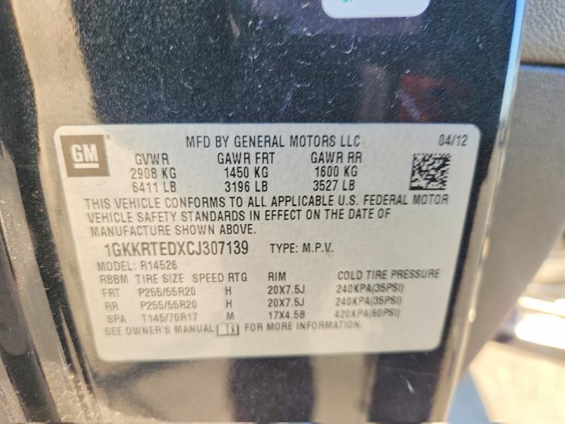 79602595 :رقم المزاد ، 1GKKRTEDXCJ307139 vin ، 2012 Gmc Acadia مزاد بيع