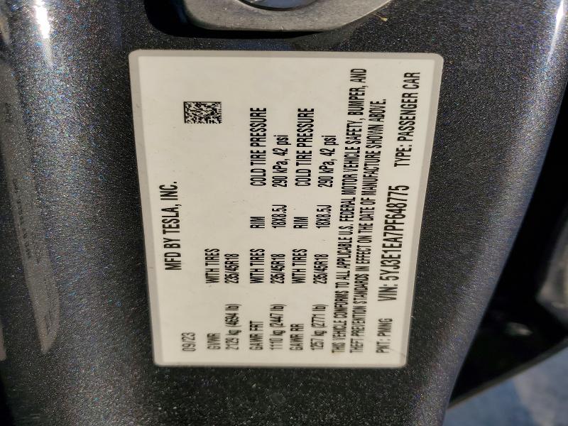 Aukcja sprzedaży 2023 Tesla Model 3, vin: 5YJ3E1EA7PF648775, numer aukcji: 77112535