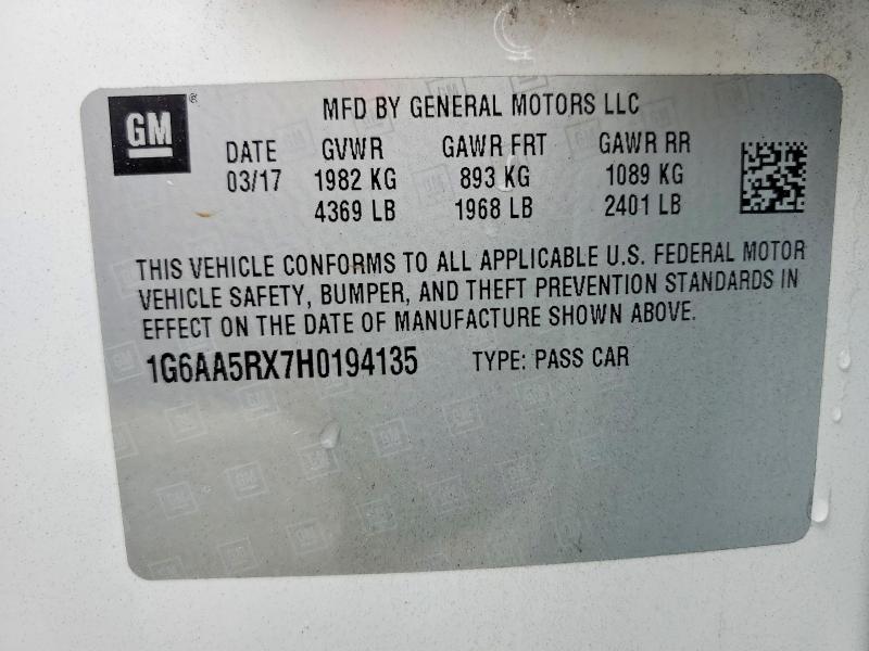 2017 Cadillac Ats მანქანა იყიდება აუქციონზე, vin: 1G6AA5RX7H0194135, აუქციონის ნომერი: 78469165