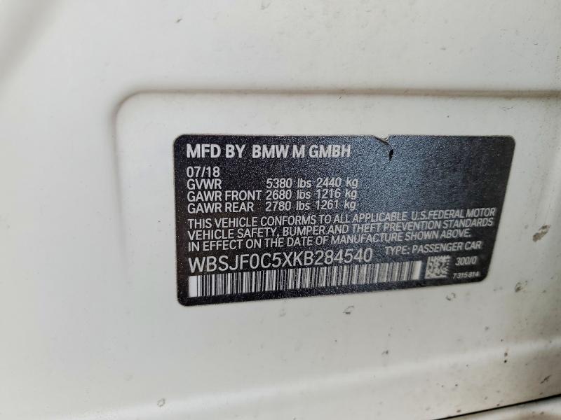 Продаж на аукціоні авто 2019 Bmw Motorrad M5, vin: WBSJF0C5XKB284540, номер лоту: 77850435