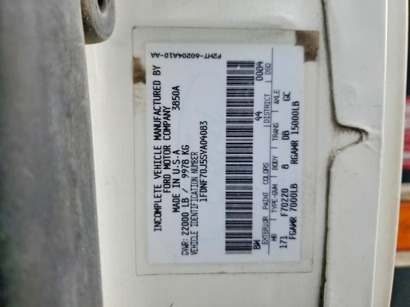76546625 :رقم المزاد ، 1FDNF70J5SVA04083 vin ، 1995 Ford F700 مزاد بيع
