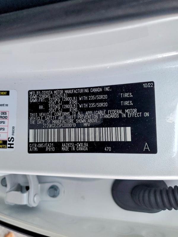 Aukcja sprzedaży 2023 Lexus Nx, vin: 2T2GKCEZ5PC009919, numer aukcji: 76421745