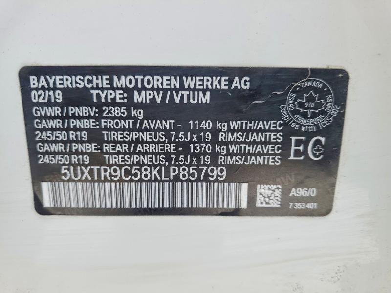 2019 Bmw X3 მანქანა იყიდება აუქციონზე, vin: 5UXTR9C58KLP85799, აუქციონის ნომერი: 79208035