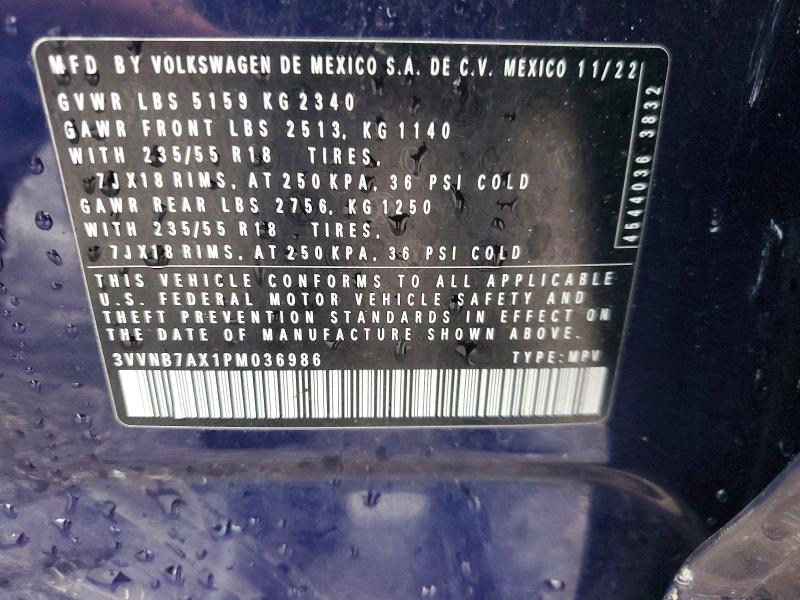 76788335 :رقم المزاد ، 3VVNB7AX1PM036986 vin ، 2023 Volkswagen Tiguan مزاد بيع