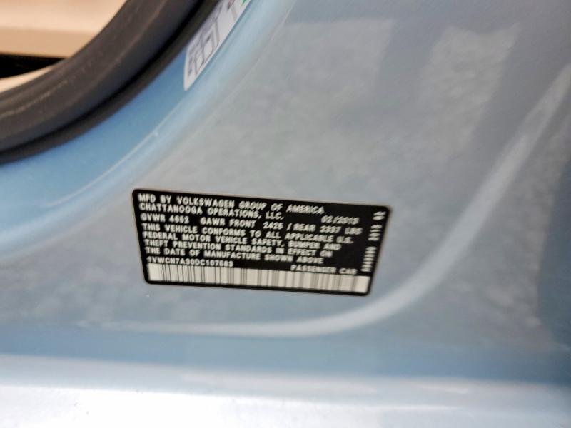 77225335 :رقم المزاد ، 1VWCN7A30DC107583 vin ، 2013 Volkswagen Passat مزاد بيع