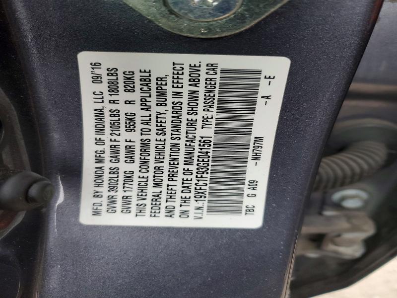 Aukcja sprzedaży 2016 Honda Civic, vin: 19XFC1F93GE041561, numer aukcji: 75920585