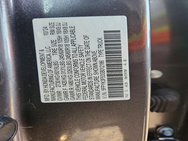 77479265 :رقم المزاد ، 5FPYK3F53SB012186 vin ، 2025 Honda Ridgeline مزاد بيع