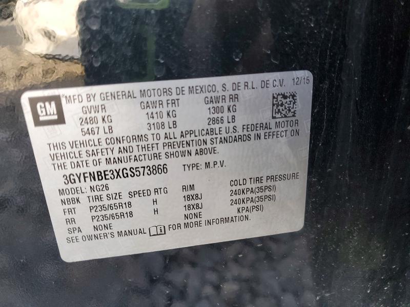 76530895 :رقم المزاد ، 3GYFNBE3XGS573866 vin ، 2016 Cadillac Srx مزاد بيع