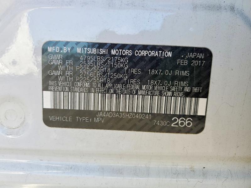 Продаж на аукціоні авто 2017 Mitsubishi Outlander, vin: JA4AD3A35HZ040241, номер лоту: 78380305