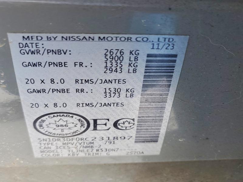 2024 Nissan Pathfinder მანქანა იყიდება აუქციონზე, vin: 5N1DR3DF0RC231897, აუქციონის ნომერი: 78441675