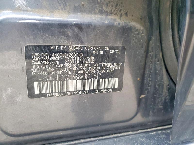Aukcja sprzedaży 2021 Subaru Wrx, vin: JF1VA1A68M9813847, numer aukcji: 79155505