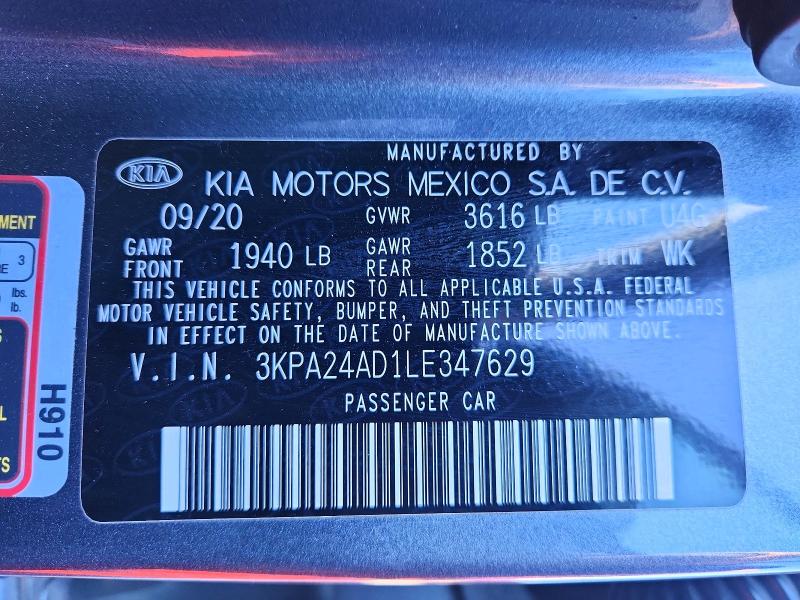Aukcja sprzedaży 2020 Kia Rio, vin: 3KPA24AD1LE347629, numer aukcji: 76661835