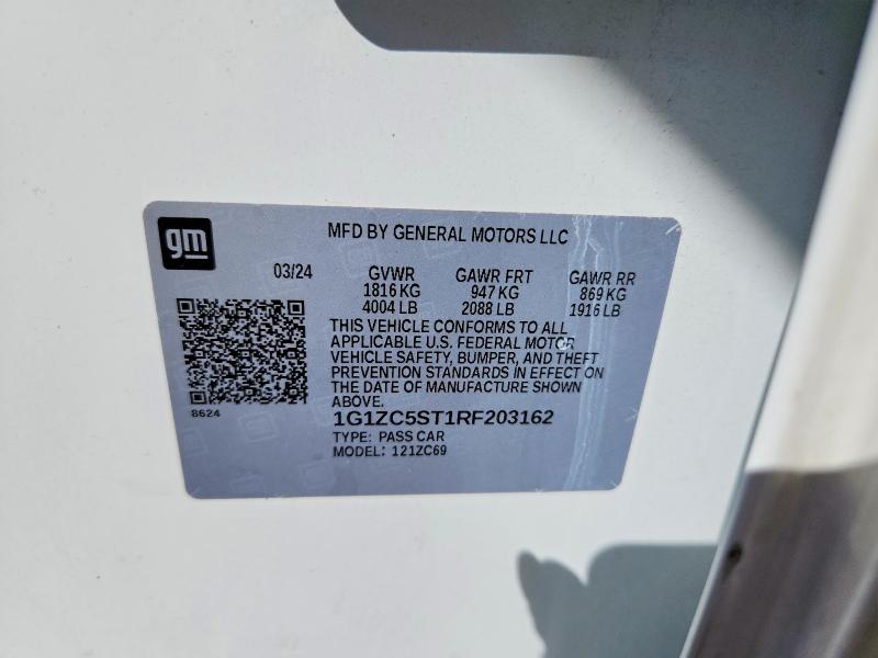 Продаж на аукціоні авто 2024 Chevrolet Malibu, vin: 1G1ZC5ST1RF203162, номер лоту: 75394845