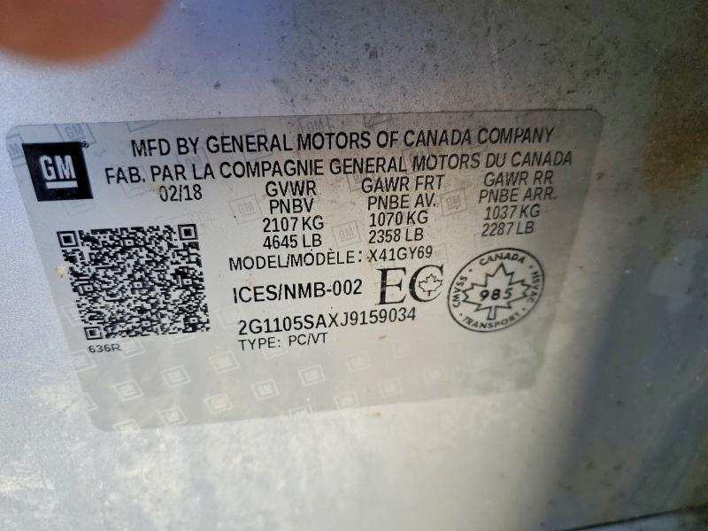 2018 Chevrolet Impala მანქანა იყიდება აუქციონზე, vin: 2G1105SAXJ9159034, აუქციონის ნომერი: 76219865