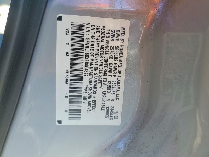 Продажа на аукционе авто 2003 Honda Odyssey, vin: 5FNRL186X3B004379, номер лота: 75780395