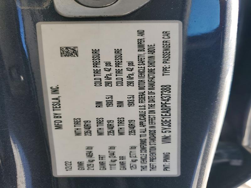 Продажа на аукционе авто 2023 Tesla Model 3, vin: 5YJ3E1EA8PF437388, номер лота: 75147315
