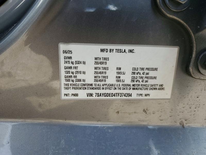 Auction sale of the 2026 Tesla Model Y, vin: 7SAYGDED4TF374394, lot number: 76957275