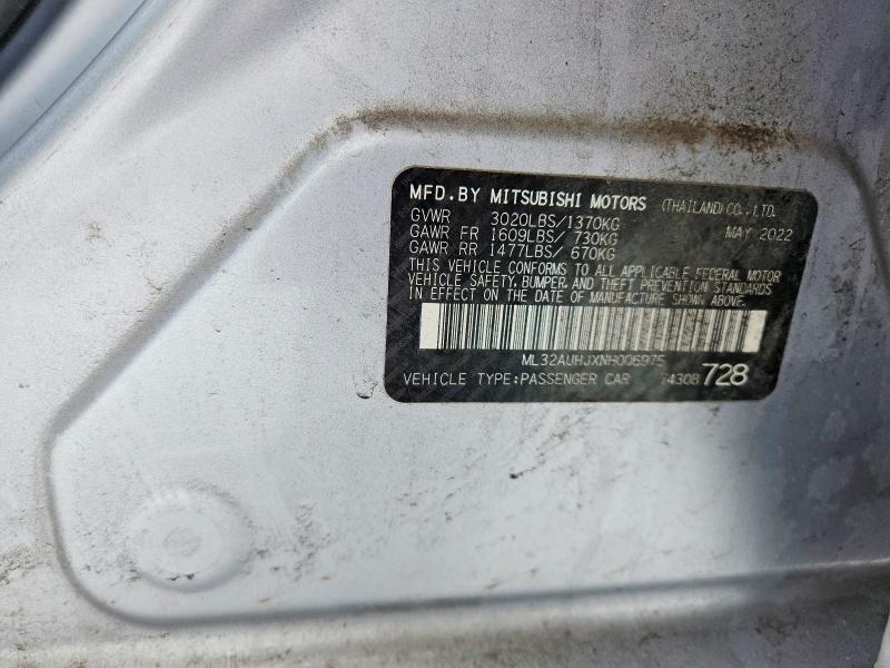 Продаж на аукціоні авто 2022 Mitsubishi Mirage, vin: ML32AUHJXNH006975, номер лоту: 77646495