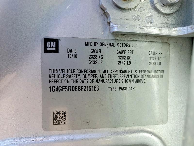 Продажа на аукционе авто 2011 Buick Lacrosse, vin: 1G4GE5GD8BF216163, номер лота: 77780185