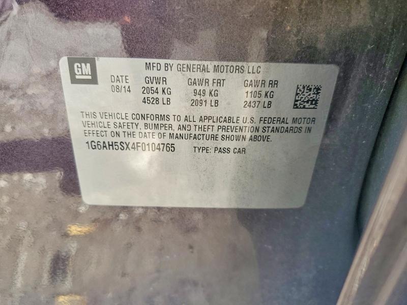 76425165 :رقم المزاد ، 1G6AH5SX4F0104765 vin ، 2015 Cadillac Ats مزاد بيع