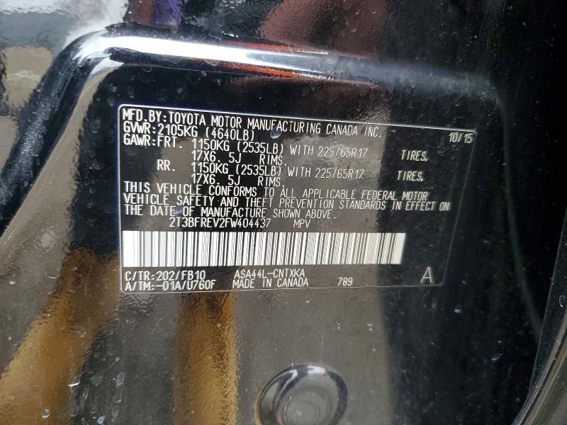 78828845 :رقم المزاد ، 2T3BFREV2FW404437 vin ، 2015 Toyota Rav4 مزاد بيع