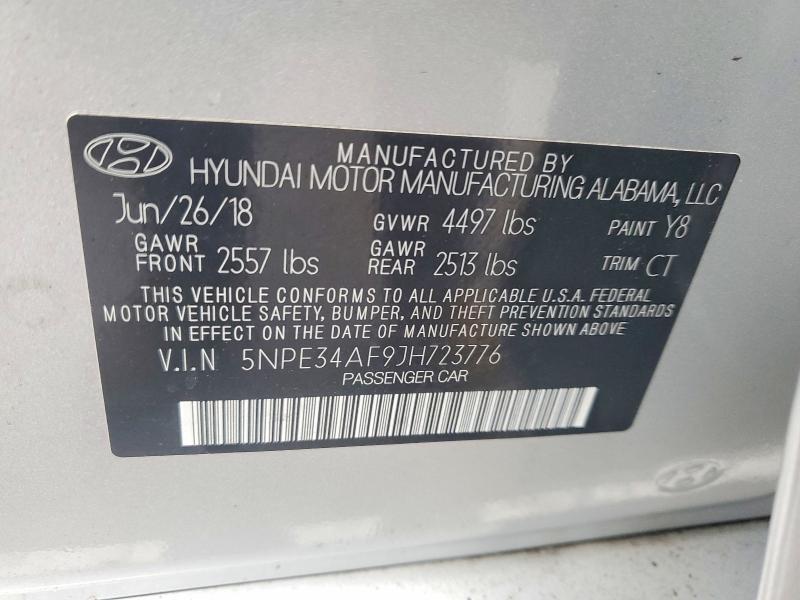 2018 Hyundai Sonata მანქანა იყიდება აუქციონზე, vin: 5NPE34AF9JH723776, აუქციონის ნომერი: 77484395