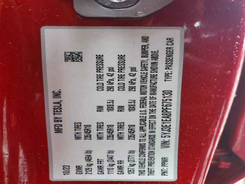 Aukcja sprzedaży 2023 Tesla Model 3, vin: 5YJ3E1EA8PF675130, numer aukcji: 77465885
