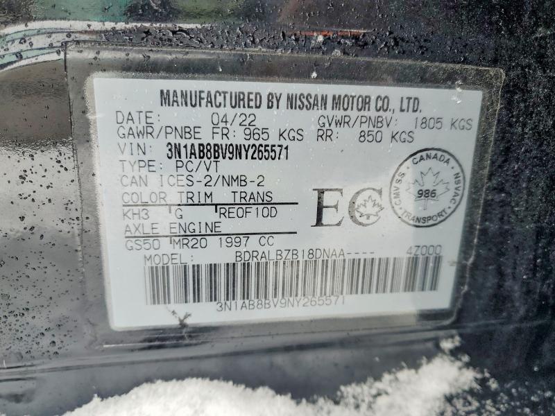77368205 :رقم المزاد ، 3N1AB8BV9NY265571 vin ، 2022 Nissan Sentra مزاد بيع