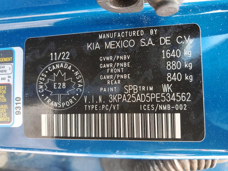 Продаж на аукціоні авто 2023 Kia Rio, vin: 3KPA25AD5PE534562, номер лоту: 78050045