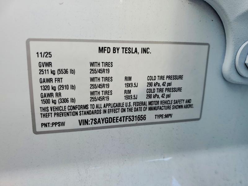 Продаж на аукціоні авто 2026 Tesla Model Y, vin: 7SAYGDEE4TF531656, номер лоту: 77523345