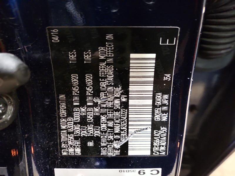 2016 Othr 4runner Limited 4wd მანქანა იყიდება აუქციონზე, vin: JTEBU5JR3G5343322, აუქციონის ნომერი: 78785205