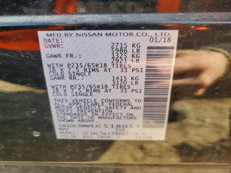 Aukcja sprzedaży 2018 Infiniti Qx60, vin: 5N1DL0MN9JC518053, numer aukcji: 76176725