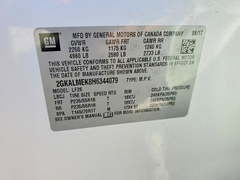 2017 Gmc Terrain მანქანა იყიდება აუქციონზე, vin: 2GKALMEK8H6344079, აუქციონის ნომერი: 78898245