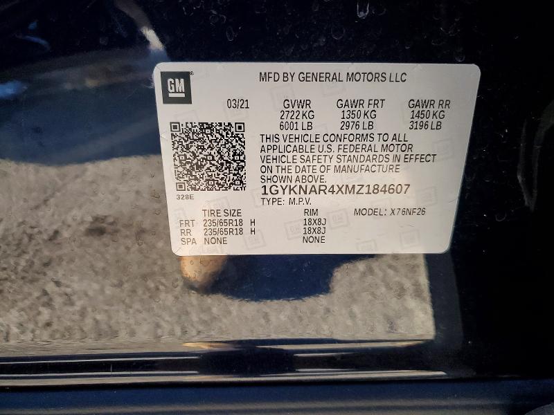 76227295 :رقم المزاد ، 1GYKNAR4XMZ184607 vin ، 2021 Cadillac Xt5 مزاد بيع