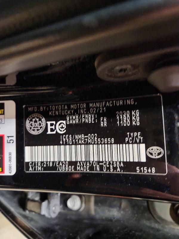 75882555 :رقم المزاد ، 4T1G11AK7MU553658 vin ، 2021 Toyota Camry Se 4dr مزاد بيع